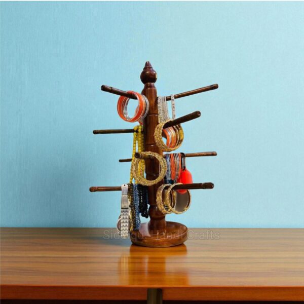 Wooden Bangles Stand , Chori Stand, Jewellery Stand (12 Rods )Hand Crafted Best for Girls Women's Bangles & Jewellery Storage