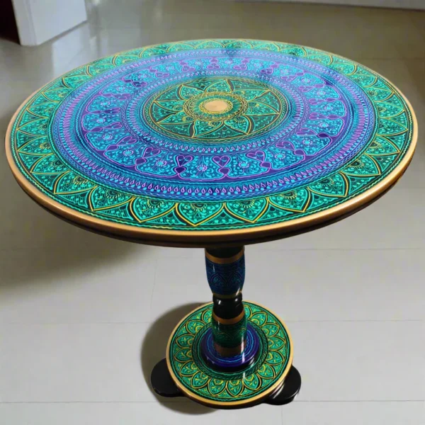 Nakshi Art Coffee Table Blue Green 18 Inches