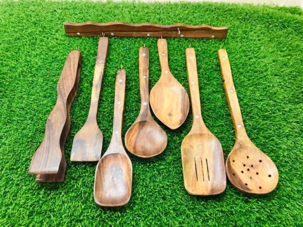Kitchen Utensils Set, Wooden Cooking Utensil Set of 8 Pcs